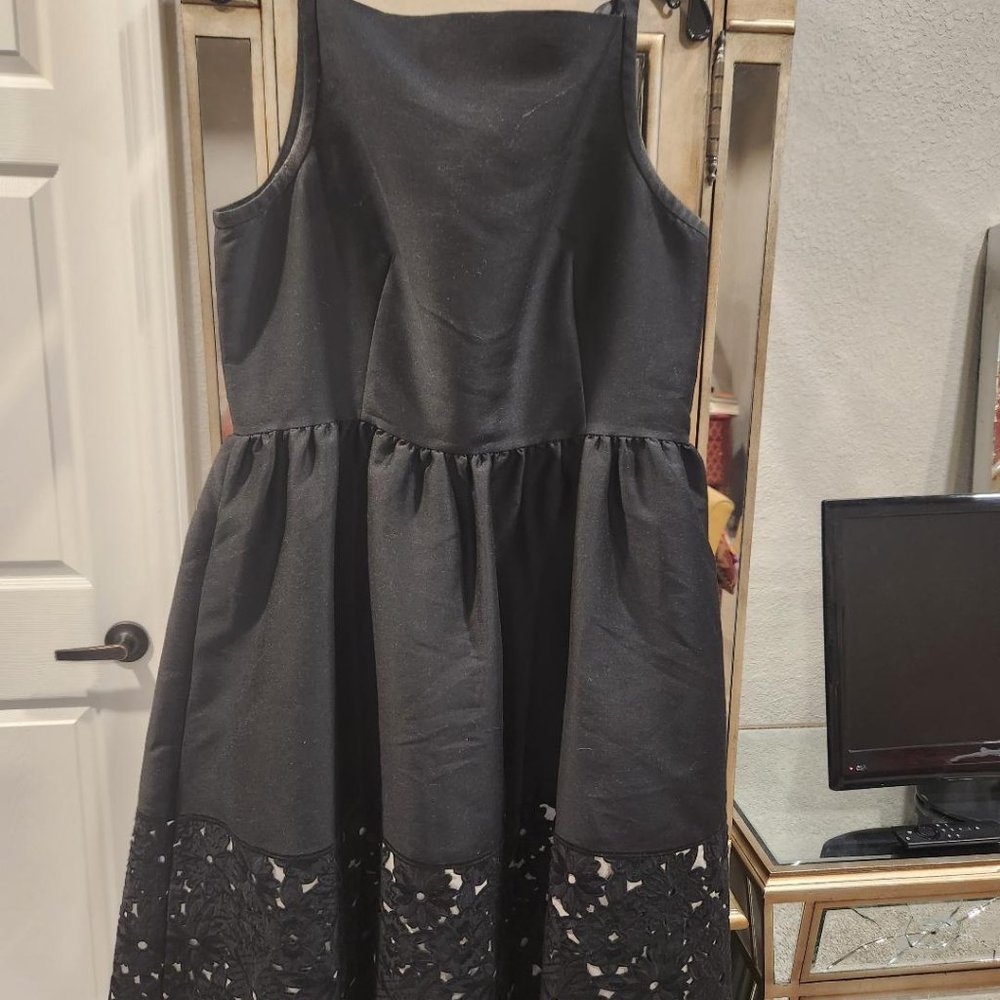 Kate spade black lace trim midi dress. Size 14